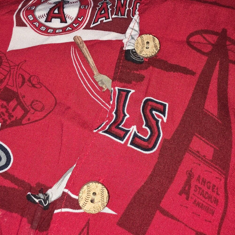 REYN SPOONER XXL Los Angeles Anaheim Angels Logo Baseball Shirt 2002 Rayon MLB - Picture 3 of 9